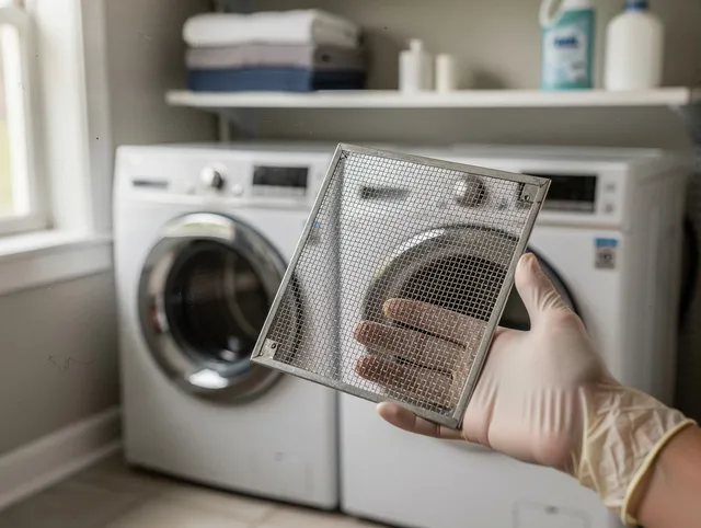 Garden City Dryer Vent Cleaning specialist performing detailed lint trap cleaning service in Garden City
