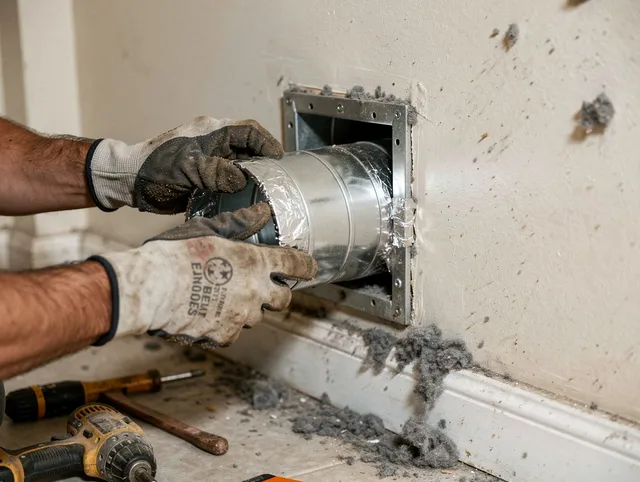 Professional dryer vent repair and installation by Garden City Dryer Vent Cleaning in Garden City